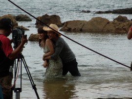 Filming at Kung Wiman beach