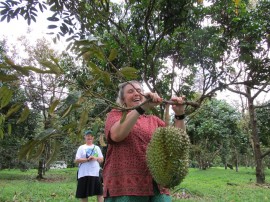 Having fun with durian
